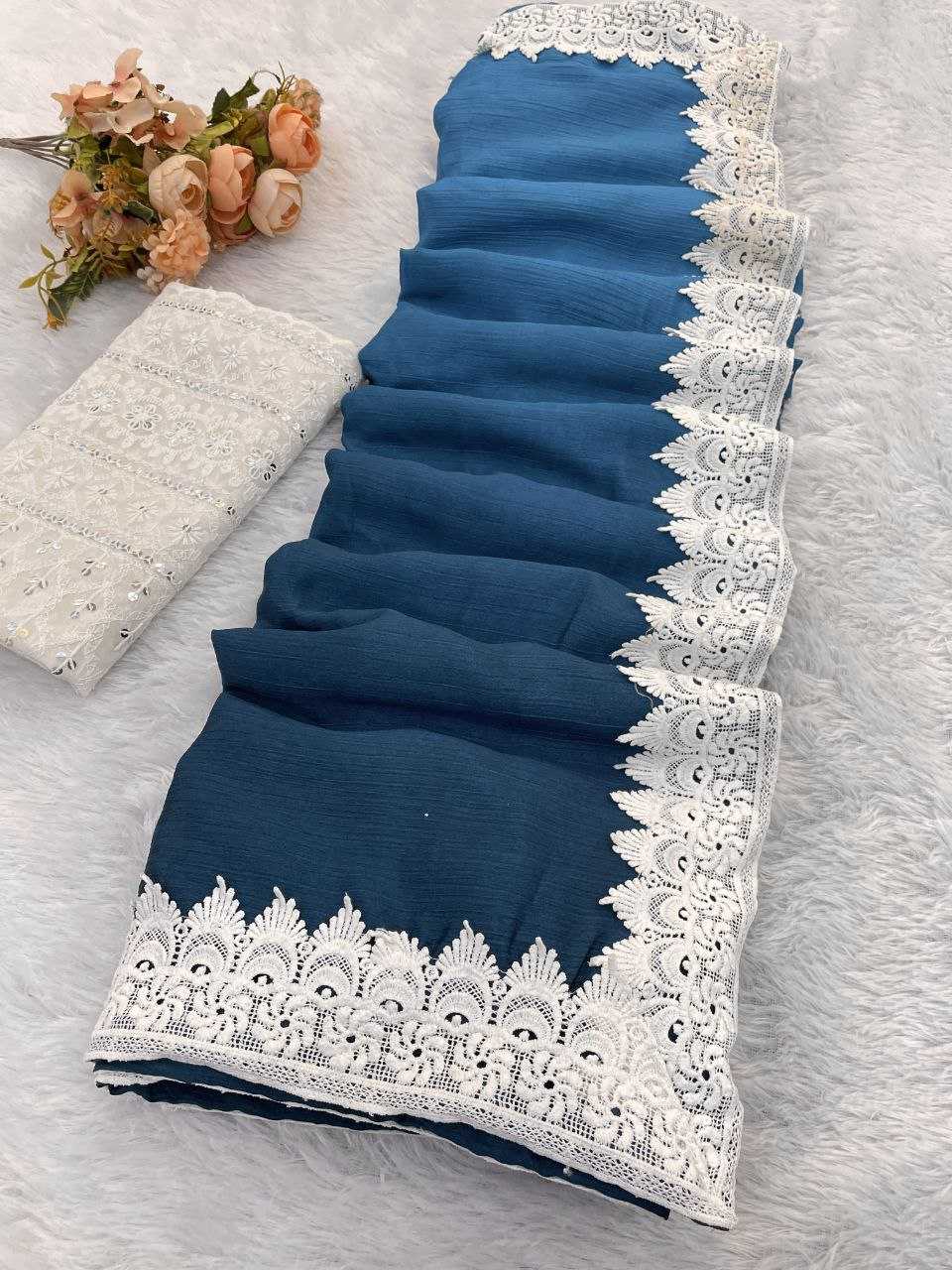 Ynf Chinon RIN216 Damini Sarees Wholesale Fancy Sarees Chikan Sarees Manufacturer