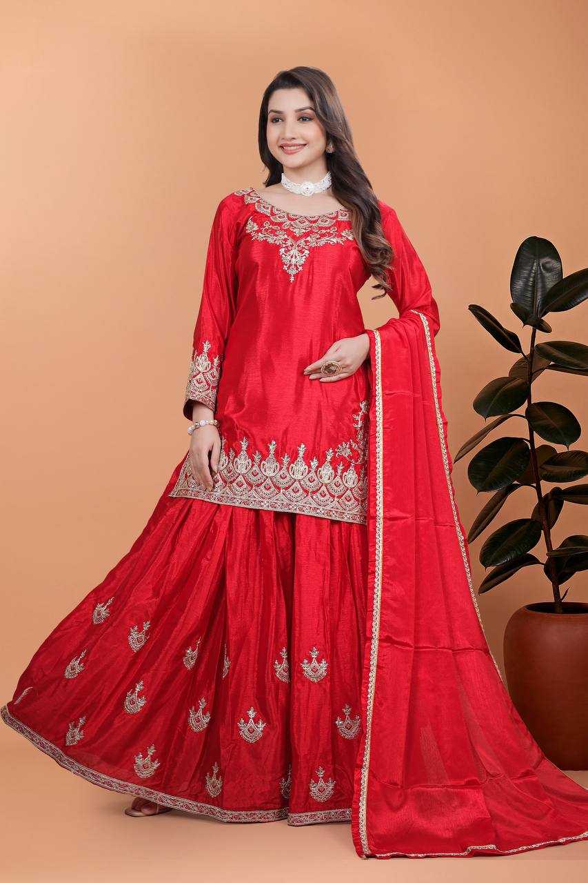 Ynf Chinon Silk KESH159 604 Suits & Dresses Wedding Collections Festive Collections Wholesale Sharara Salwar Suits Ladies Silk Suit Designer Suits Manufacturer