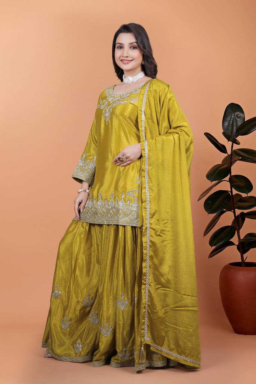 Ynf Chinon Silk KESH159 604 Suits & Dresses Wedding Collections Festive Collections Wholesale Sharara Salwar Suits Ladies Silk Suit Designer Suits Manufacturer