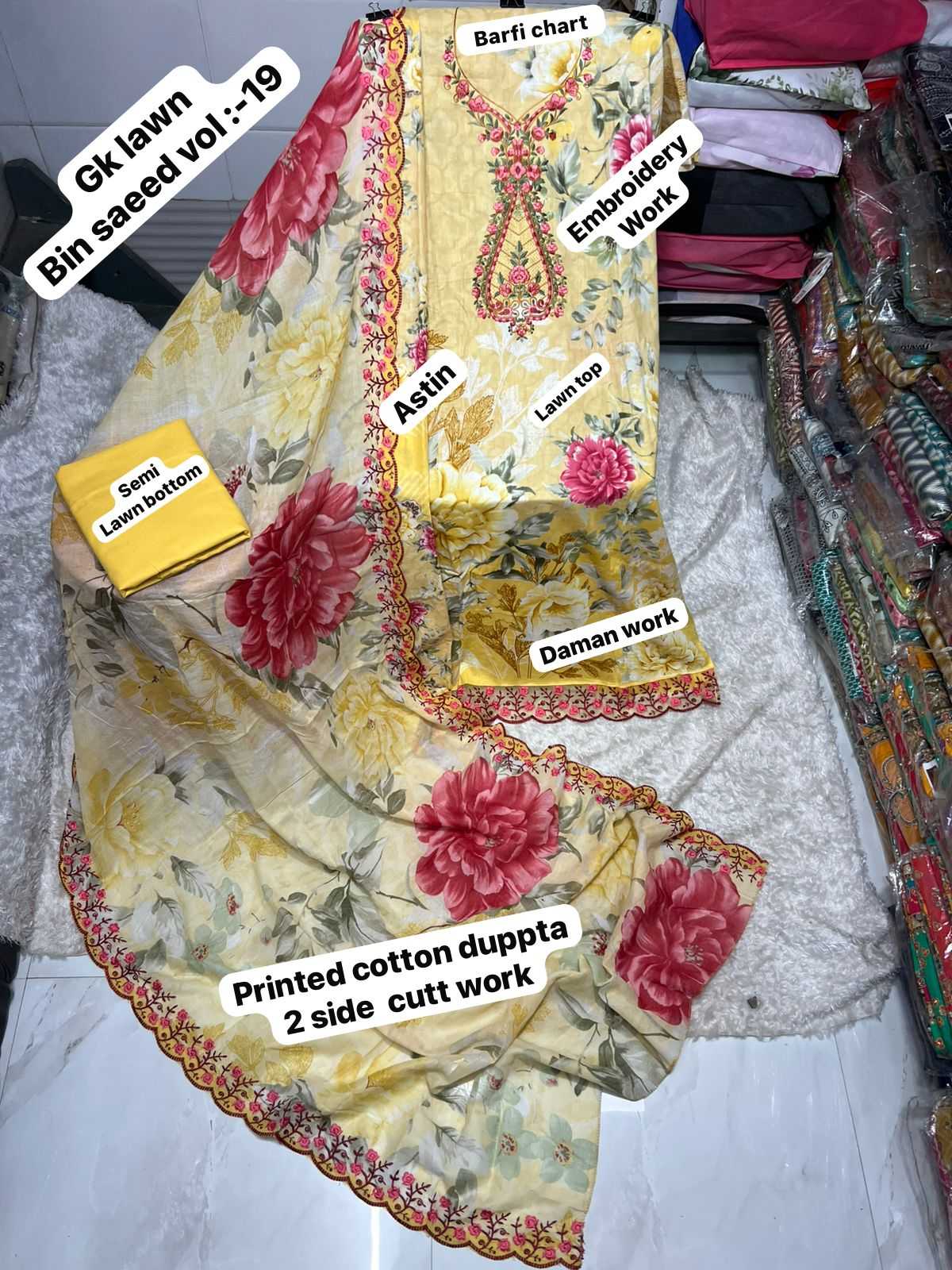 Ynf Cotton KESH444 BIN SAEED VOL 19 Suits & Dresses Wedding Collections Festive Collections Wholesale Printed Suits Embroidery Suits Cotton Suits Manufacturer