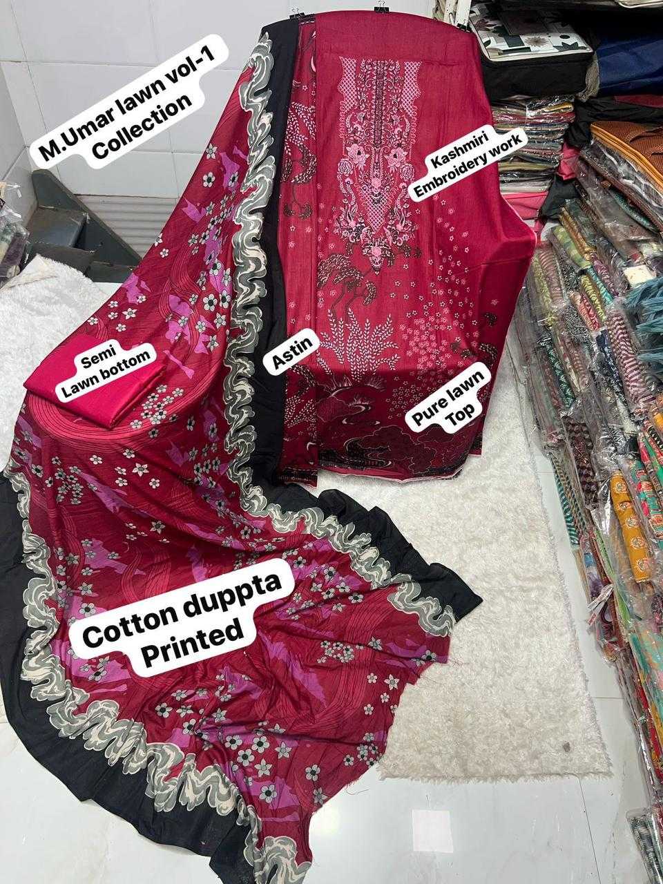 Ynf Fancy KESH444 M.UMAR LAWN VOL-1 LAWN Suits & Dresses Wedding Collections Festive Collections Wholesale Kashmiri Suits Printed Suits Embroidery Suits Manufacturer