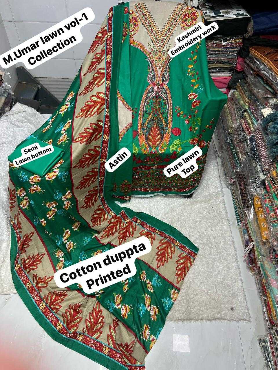 Ynf Fancy KESH444 M.UMAR LAWN VOL-1 LAWN Suits & Dresses Wedding Collections Festive Collections Wholesale Kashmiri Suits Printed Suits Embroidery Suits Manufacturer