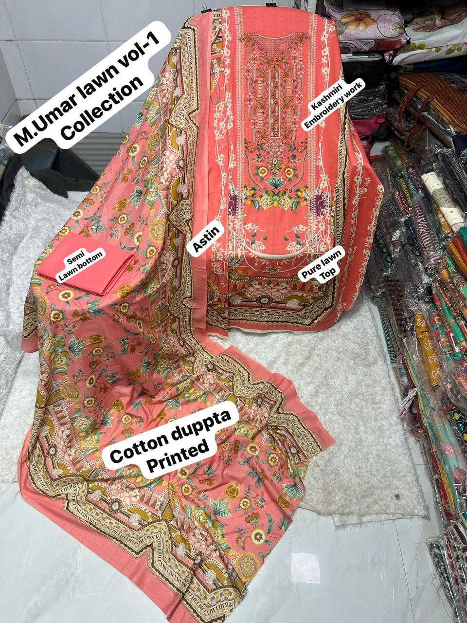 Ynf Fancy KESH444 M.UMAR LAWN VOL-1 LAWN Suits & Dresses Wedding Collections Festive Collections Wholesale Kashmiri Suits Printed Suits Embroidery Suits Manufacturer