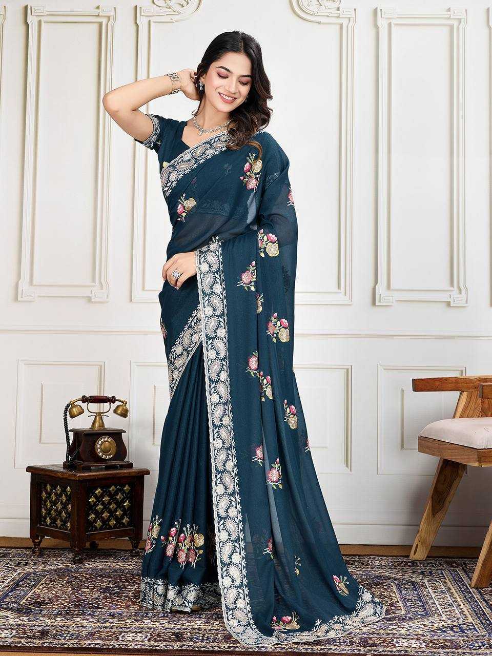 Ynf Georgette RIN188 Anaya1 Sarees Wholesale Party Wear Sarees Fancy Sarees Georgette Sarees Embroidered Sarees Manufacturer