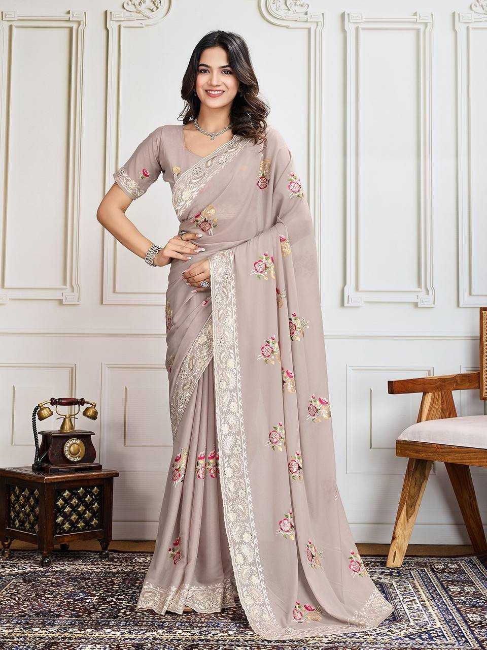 Ynf Georgette RIN188 Anaya1 Sarees Wholesale Party Wear Sarees Fancy Sarees Georgette Sarees Embroidered Sarees Manufacturer