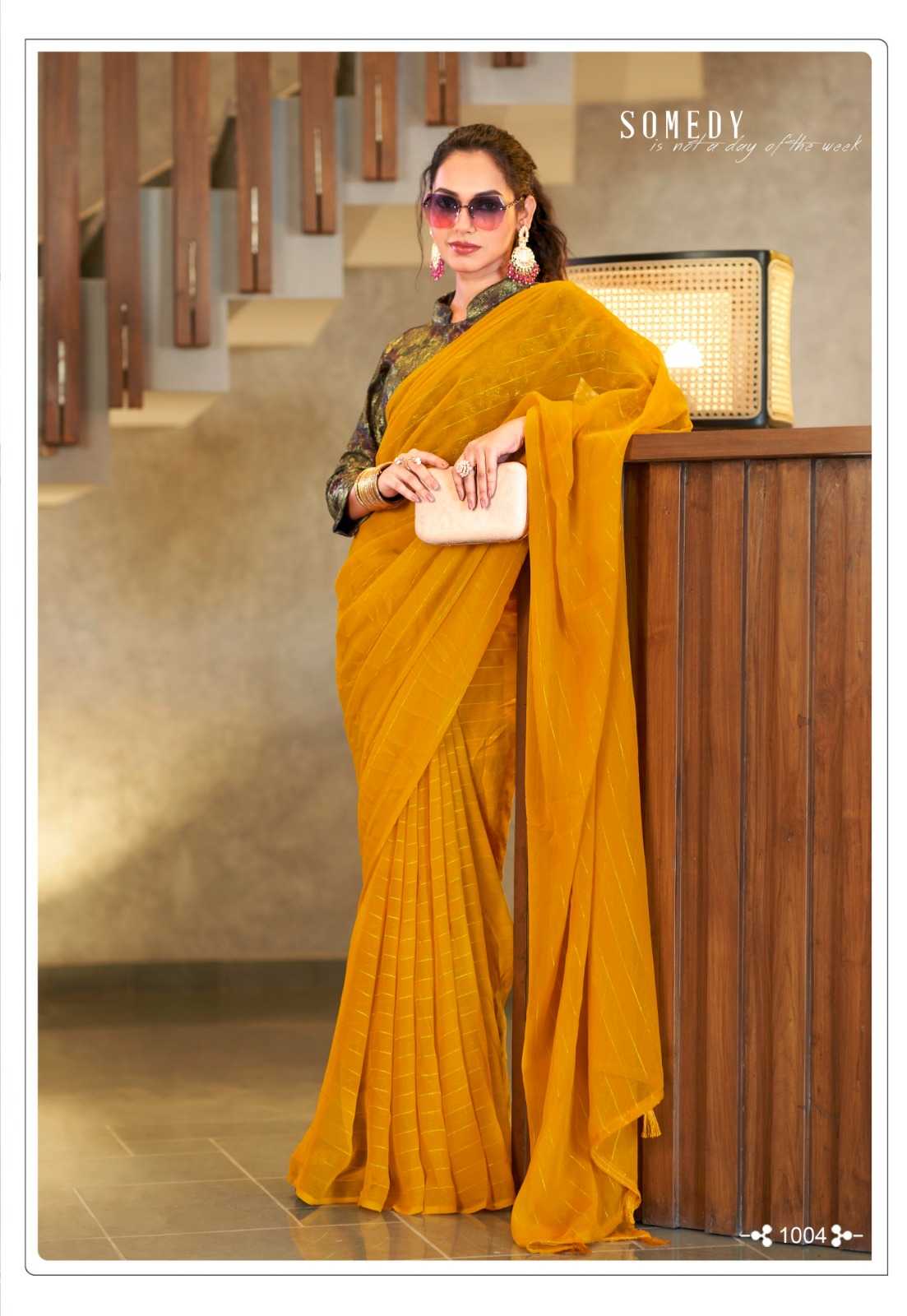 Ynf Georgette RIN203 Falcon Sarees Wedding Collections Festive Collections Wholesale Designer Sarees Georgette Sarees Haldi Outfits Manufacturer