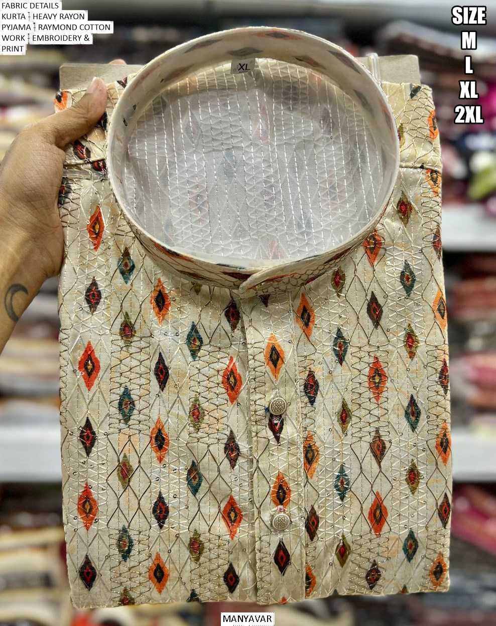 Ynf Heavy Rayon KESH481 Manyavar-Festival Mens Wear Wholesale Mens Kurtas Mens Kurta Pyjama Embroidered Kurta Pajama Manufacturer
