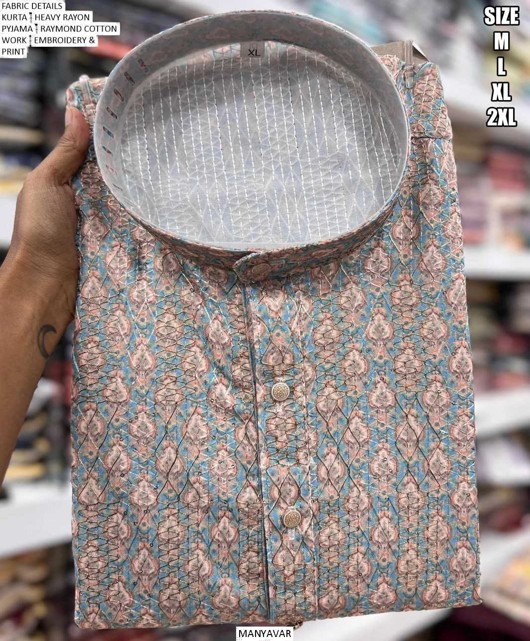 Ynf Heavy Rayon KESH481 Manyavar-Festival Mens Wear Wholesale Mens Kurtas Mens Kurta Pyjama Embroidered Kurta Pajama Manufacturer