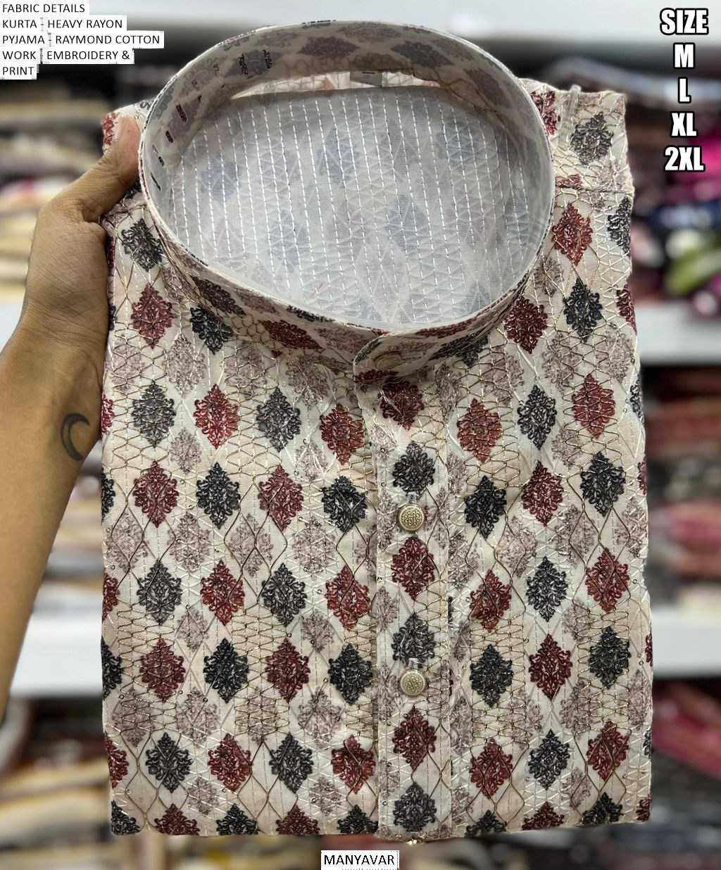 Ynf Heavy Rayon KESH481 Manyavar-Festival Mens Wear Wholesale Mens Kurtas Mens Kurta Pyjama Embroidered Kurta Pajama Manufacturer