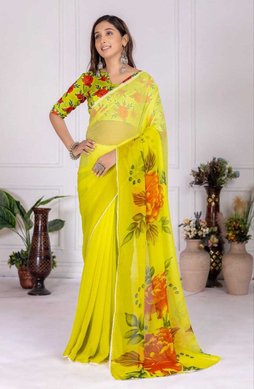 Ynf Linen RIN231 FLOWER PADING Sarees Wedding Collections Wholesale Designer Sarees Linen Sarees Haldi Outfits Manufacturer