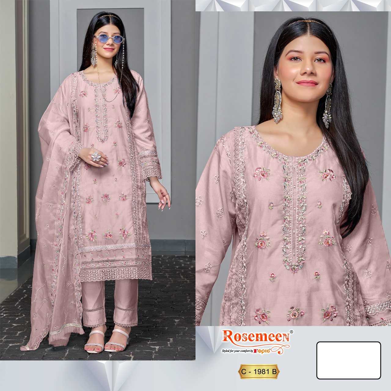 Ynf Organza KESH446 FEPIC ROSEMEEN-1981 Suits & Dresses Islamic Clothing Festive Collections Wholesale Pakistani Suits Kashmiri Suits Embroidered Suits Manufacturer