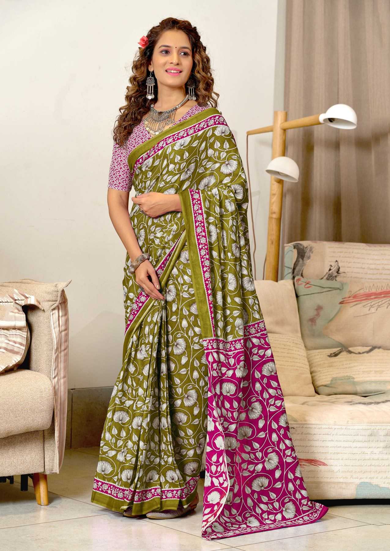 Ynf Pure Cotton RIN229 AJRAKH ELEGANCE Sarees Wholesale Printed Cotton Saree Cotton Sarees Mulmul Cotton Sarees Manufacturer
