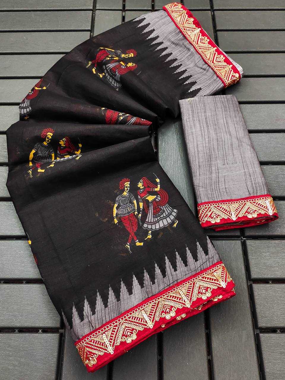 Ynf Pure Cotton RIN229 Emrodari Bodar Sarees Wholesale Printed Cotton Saree Cotton Sarees Mulmul Cotton Sarees Manufacturer