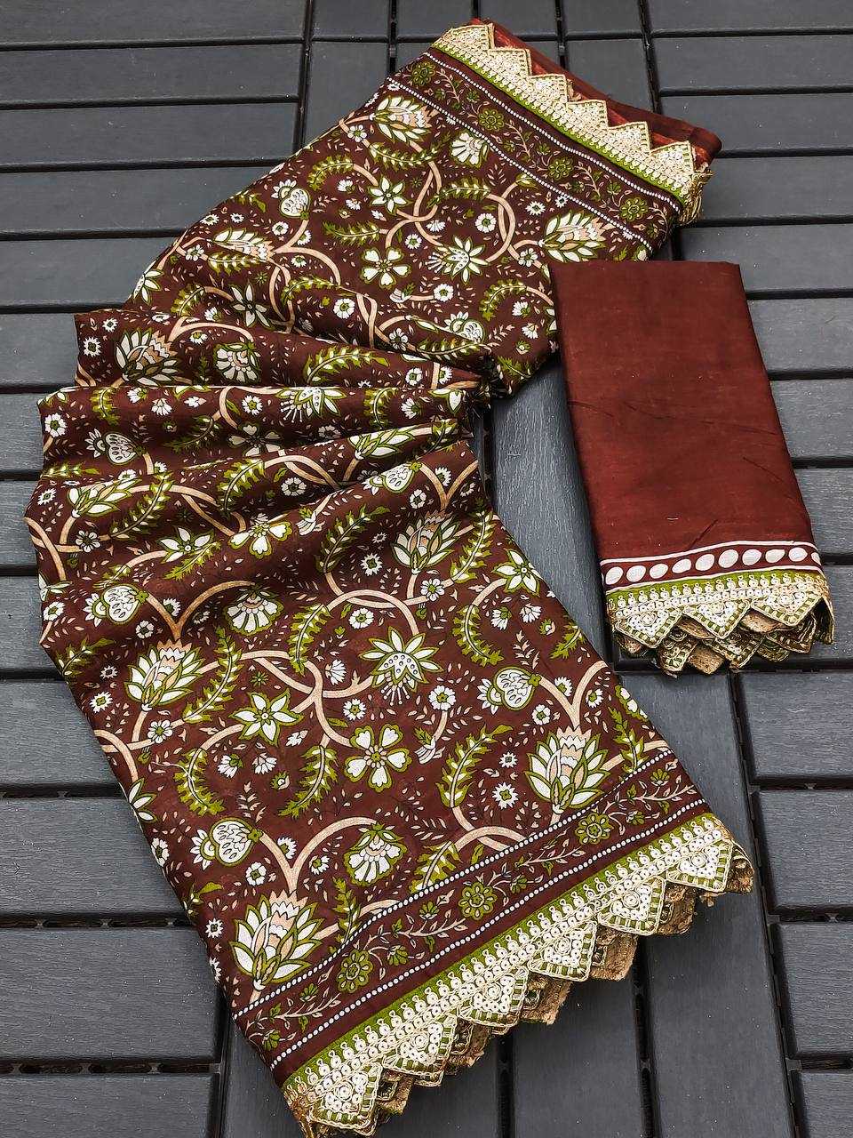 Ynf Pure Cotton RIN229 Emrodari Bodar Sarees Wholesale Printed Cotton Saree Cotton Sarees Mulmul Cotton Sarees Manufacturer