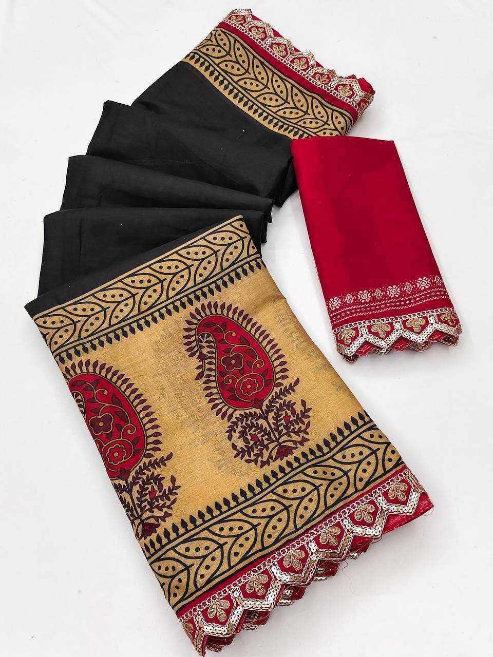 Ynf Pure Cotton RIN229 Emrodari Bodar Sarees Wholesale Printed Cotton Saree Cotton Sarees Mulmul Cotton Sarees Manufacturer