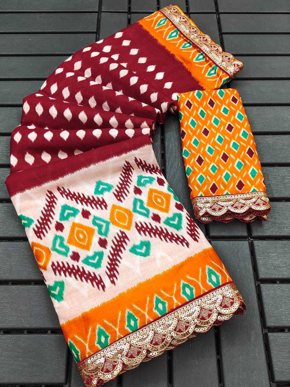 Ynf Pure Cotton RIN229 Emrodari Bodar Sarees Wholesale Printed Cotton Saree Cotton Sarees Mulmul Cotton Sarees Manufacturer