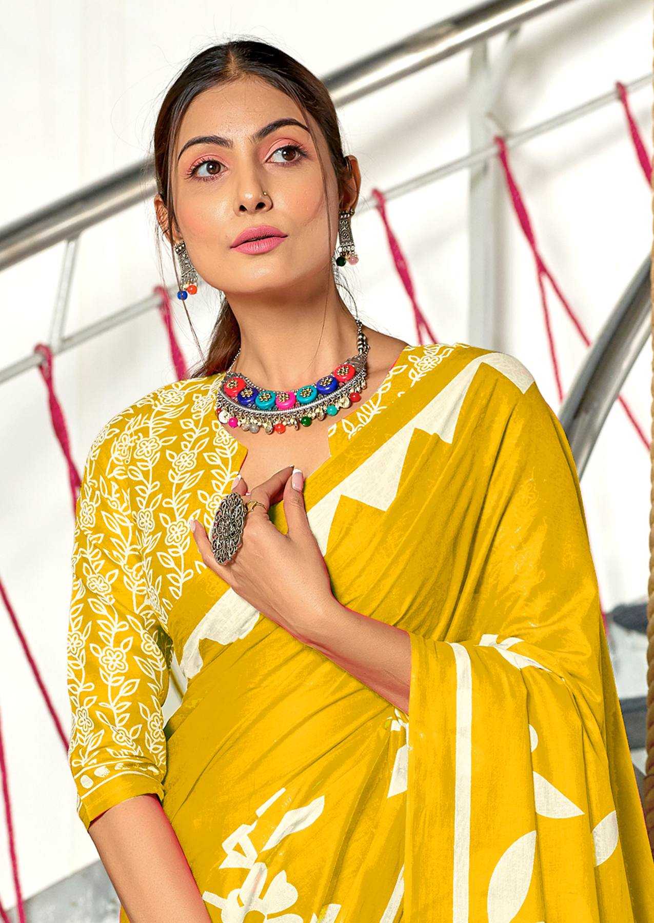 Ynf Pure Cotton RIN229 KESHARIYA Sarees Wholesale Printed Cotton Saree Cotton Sarees Mulmul Cotton Sarees Manufacturer