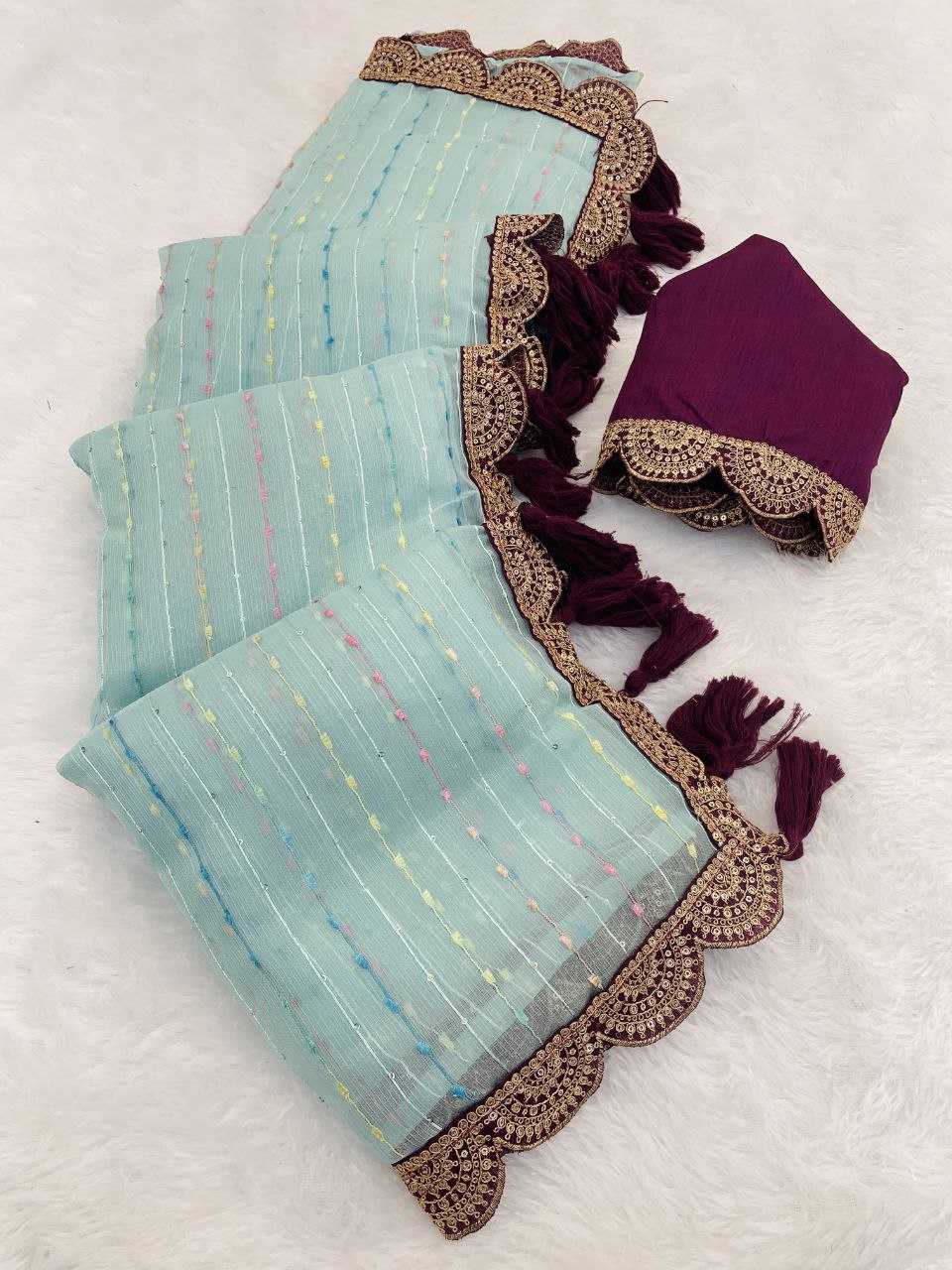 Ynf Tissue RIN216 GOPI Sarees Wedding Collections Festive Collections Wholesale Net Sarees Embroidered Sarees Lace Border Sarees Manufacturer