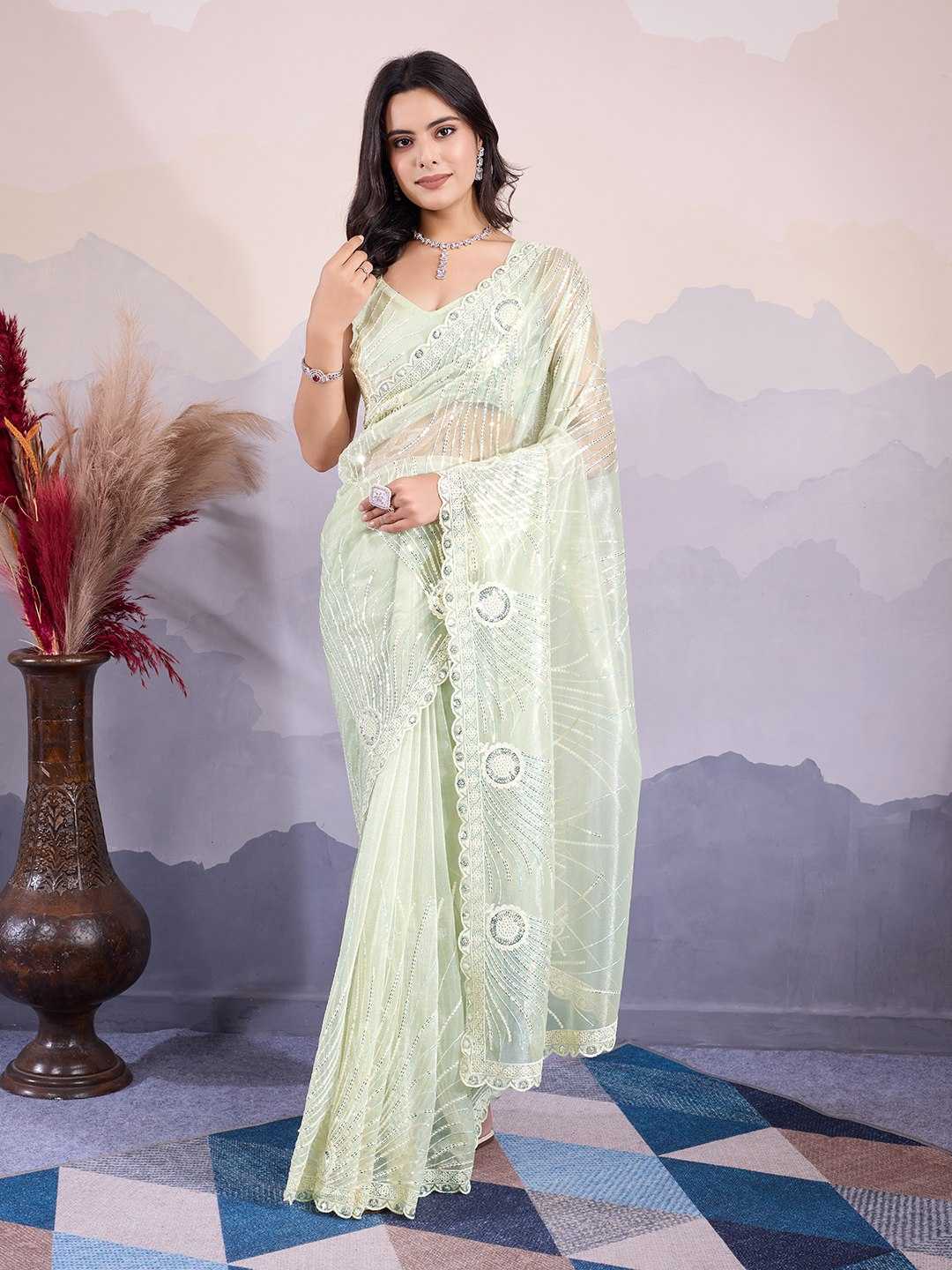 Ynf Twill Net RIN188 Kohinoor1 Sarees Wholesale Party Wear Sarees Sequence Sarees Net Sarees Manufacturer