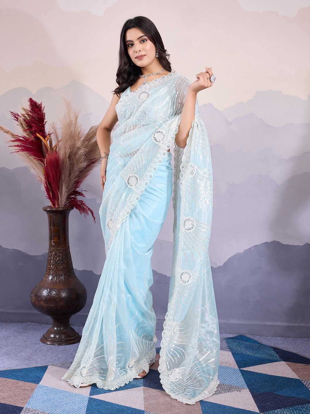 Ynf Twill Net RIN188 Kohinoor1 Sarees Wholesale Party Wear Sarees Sequence Sarees Net Sarees Manufacturer