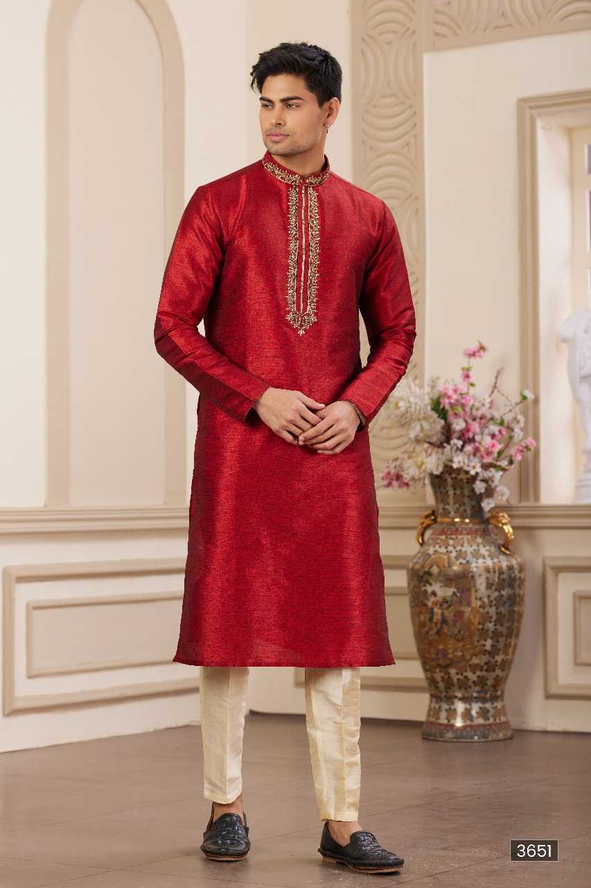 Ynf Art Silk RIN197 3103 Mens Wear Wholesale Mens Kurtas Mens Kurta Pyjama Embroidered Kurta Pajama Manufacturer