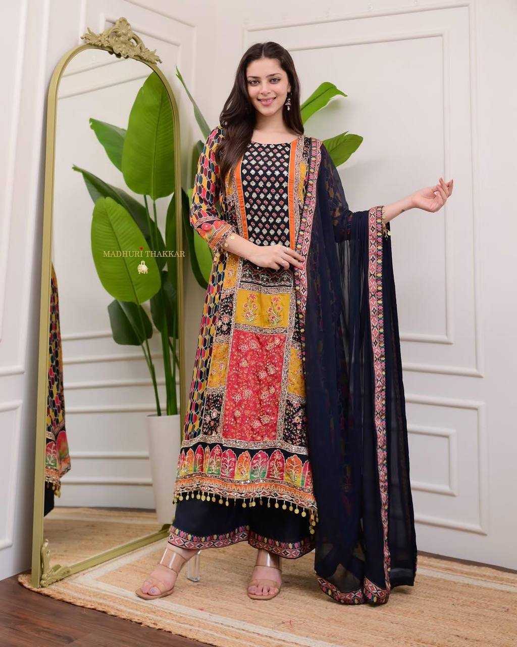 Ynf Chinon KESH501 BAALIKA Suits & Dresses Plus Size Collections Wholesale Embroidery Suits Party wear suits Manufacturer