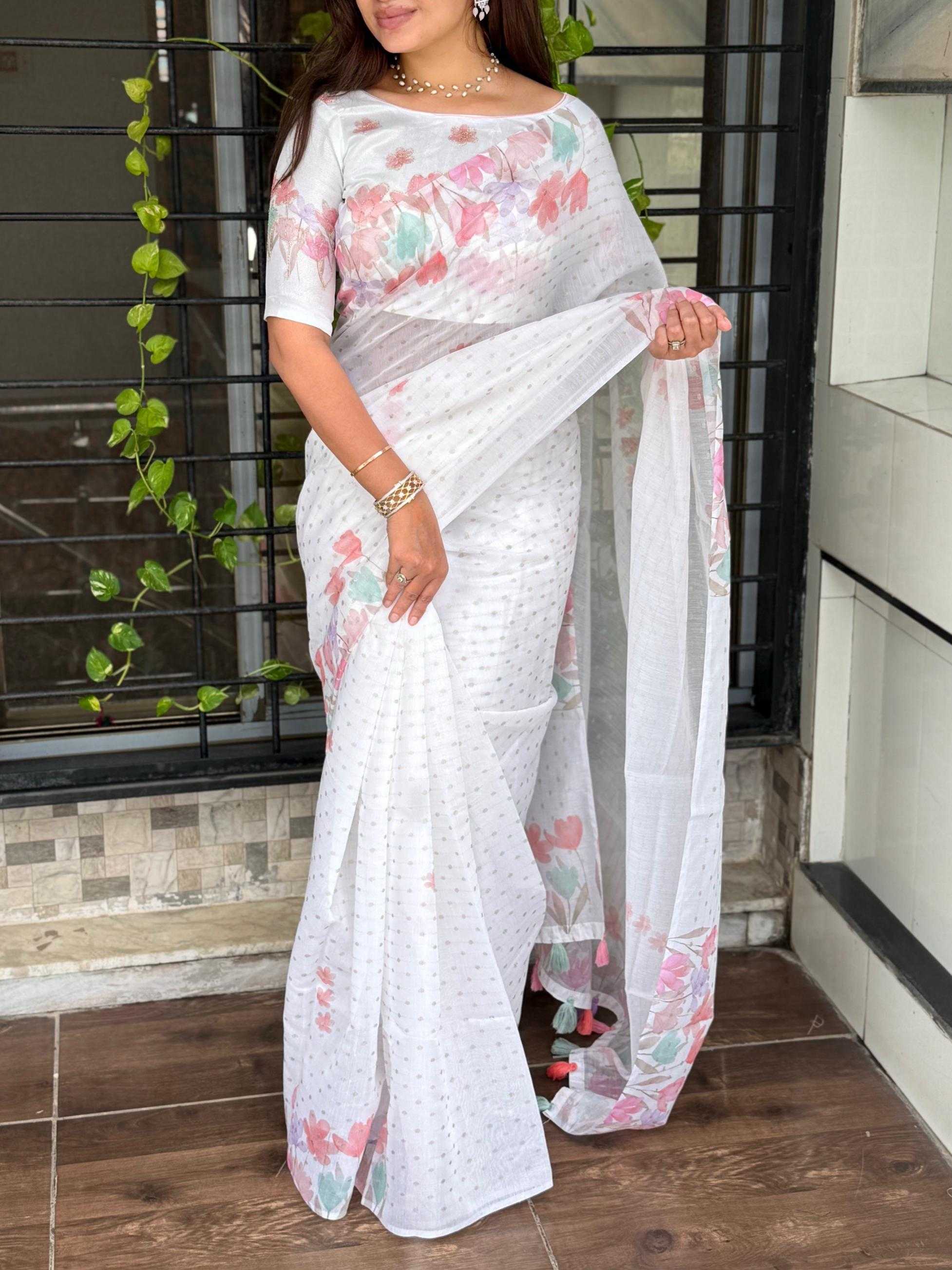 Ynf Cotton KESH500 Sulochna Sarees Festive Collections Wholesale White Sarees Cotton Sarees Onam Collections Manufacturer