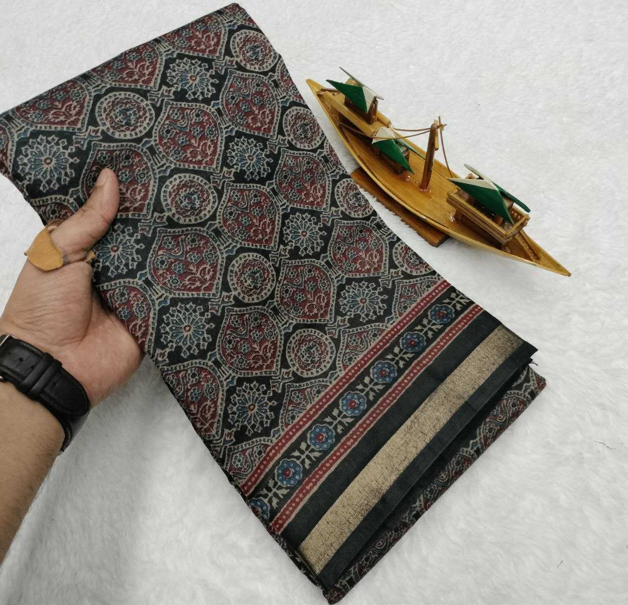 Ynf Cotton KESH525 COTTON AJRAKH Vol-2 Sarees Wholesale Ladies Sarees Ajrakh Sarees Zari Border Sarees Manufacturer
