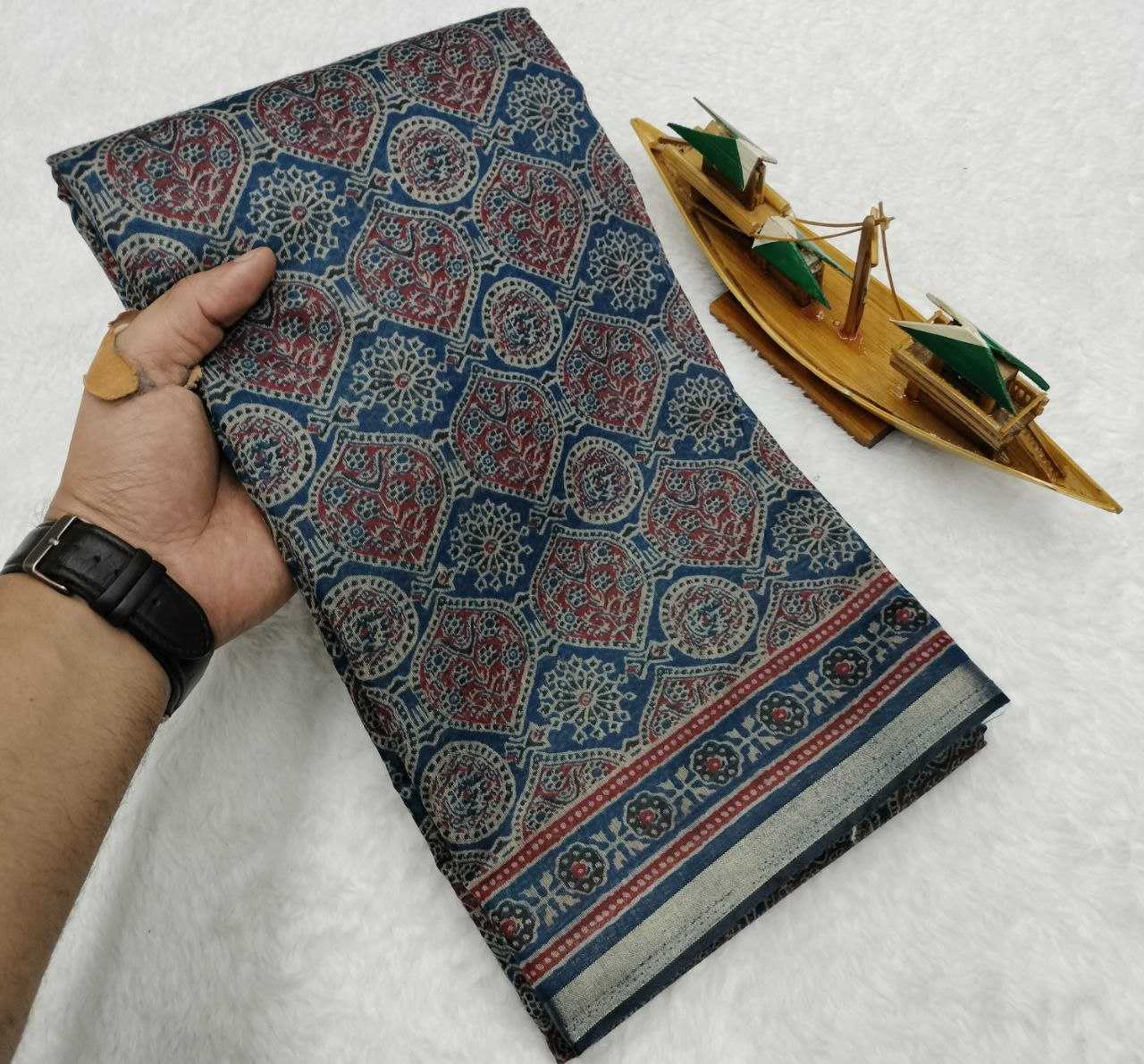 Ynf Cotton KESH525 COTTON AJRAKH Vol-2 Sarees Wholesale Ladies Sarees Ajrakh Sarees Zari Border Sarees Manufacturer