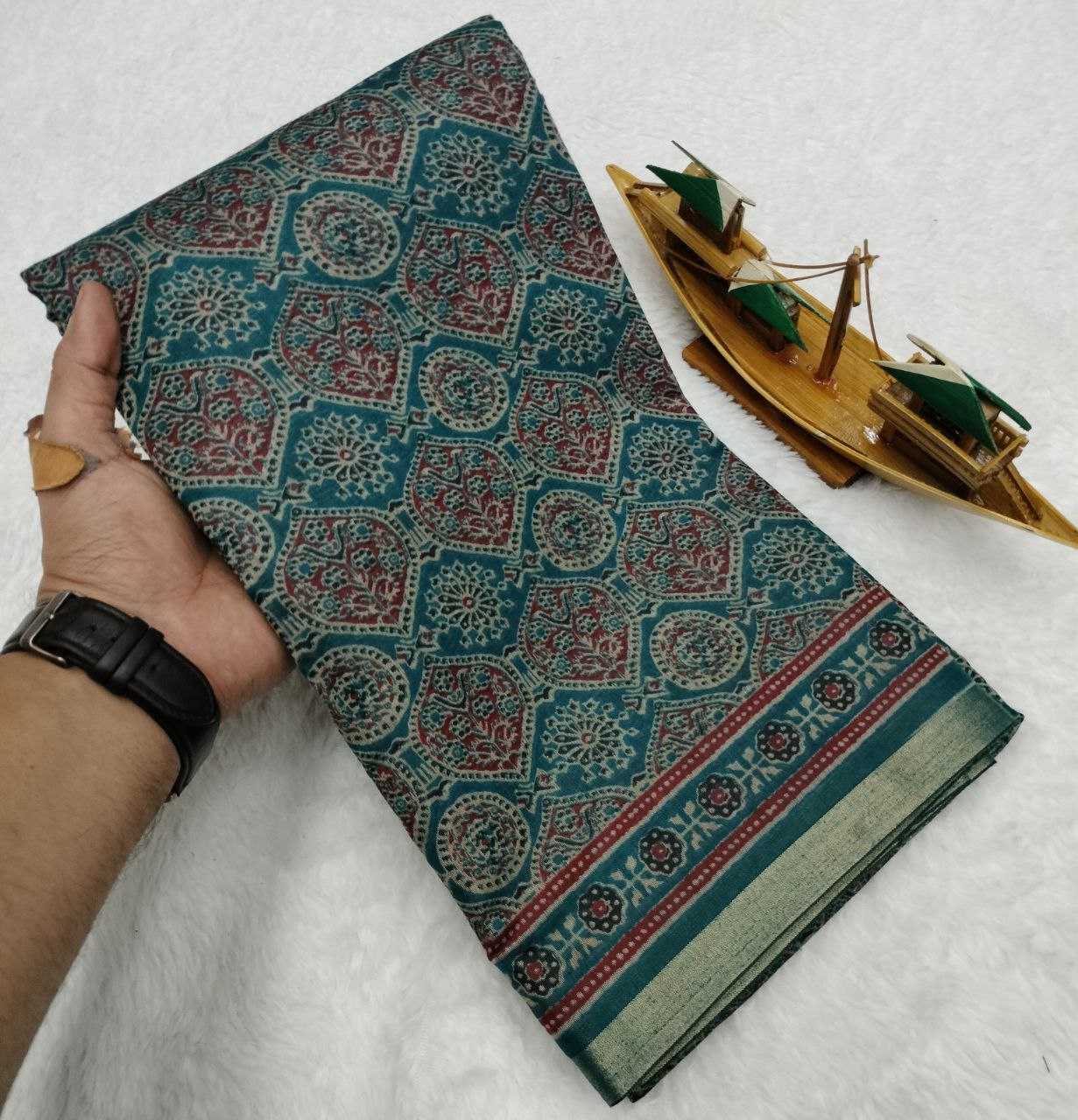 Ynf Cotton KESH525 COTTON AJRAKH Vol-2 Sarees Wholesale Ladies Sarees Ajrakh Sarees Zari Border Sarees Manufacturer