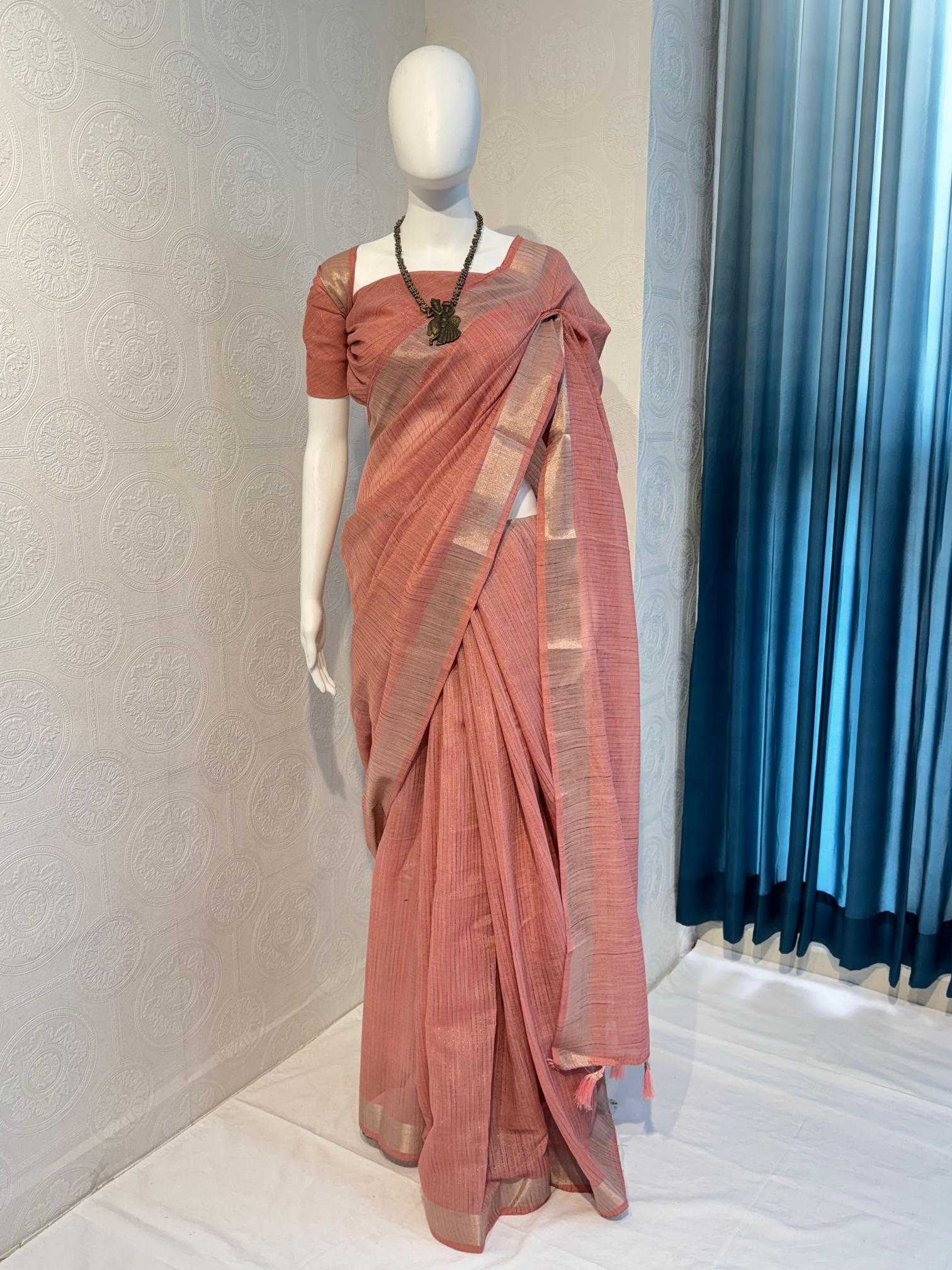 Ynf Cotton RIN118 KACHEDU Sarees Wholesale Designer Sarees Cotton Linen Sarees Zari Border Sarees Manufacturer