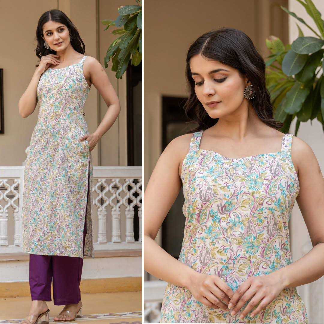 Ynf Cotton RIN125 Blush 3.0 Kurti Wholesale Printed Kurtis Sleeveless Kurtis Manufacturer