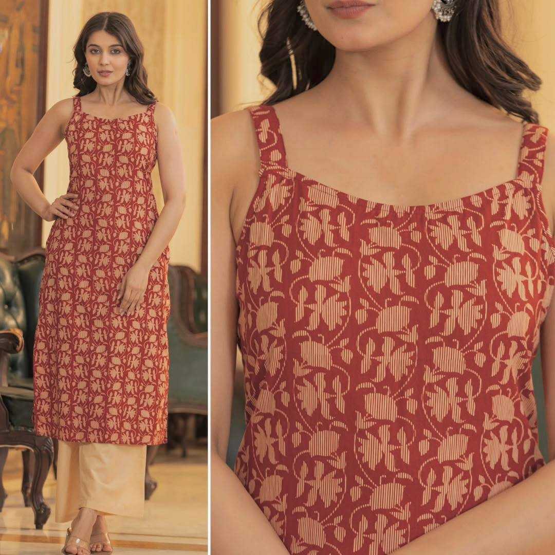 Ynf Cotton RIN125 Blush 3.0 Kurti Wholesale Printed Kurtis Sleeveless Kurtis Manufacturer