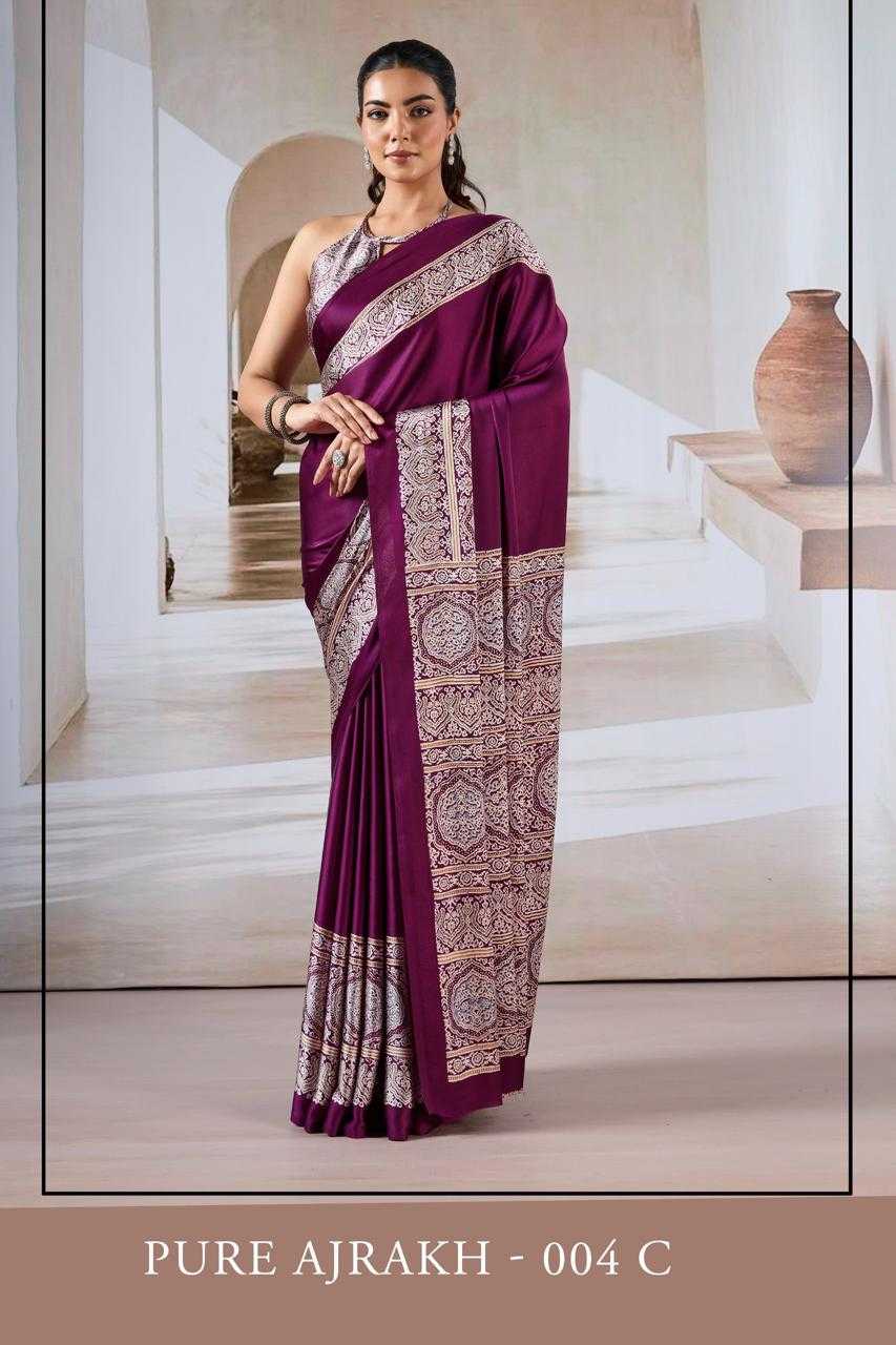 Ynf Crepe KESH519 Classic Sarees Wholesale Printed Sarees Crape Satin Sarees Ajrakh Sarees Manufacturer