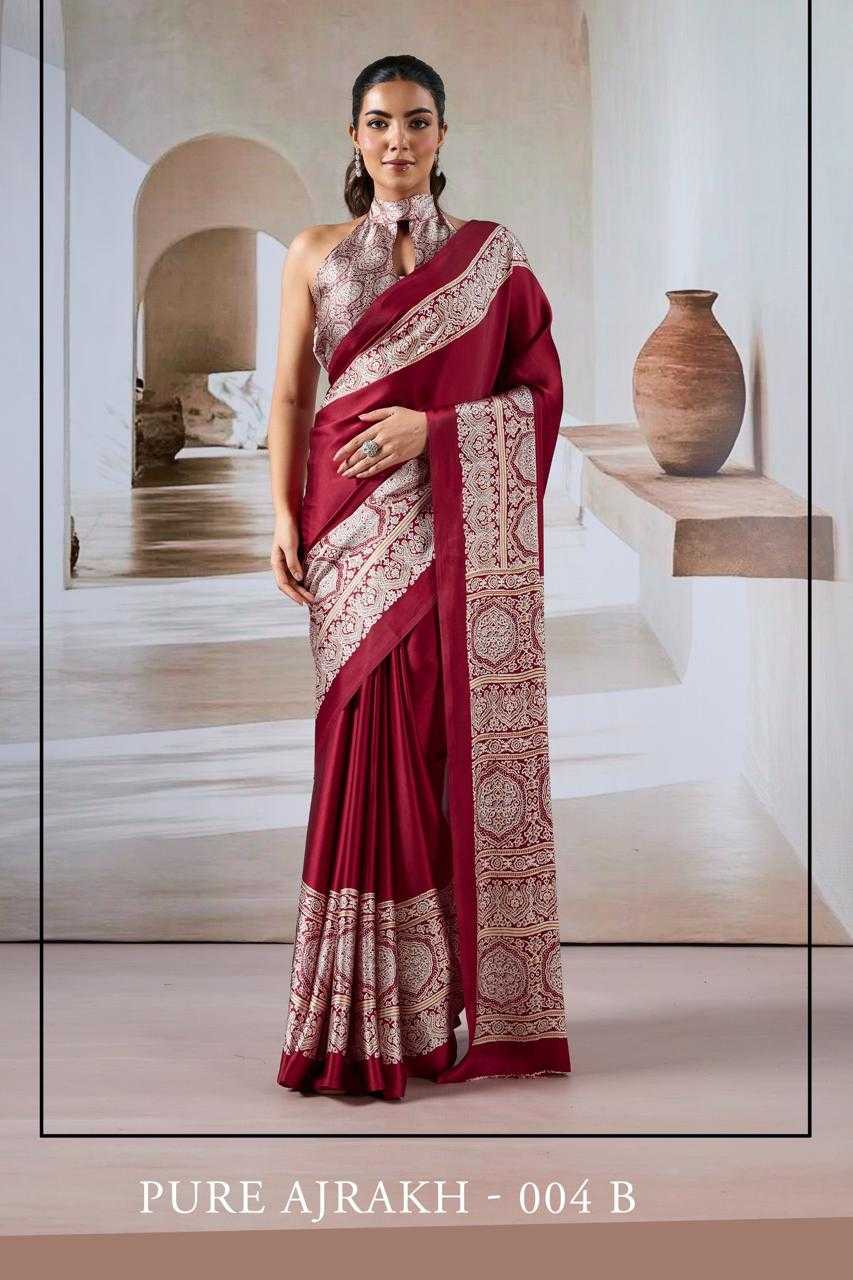 Ynf Crepe KESH519 Classic Sarees Wholesale Printed Sarees Crape Satin Sarees Ajrakh Sarees Manufacturer