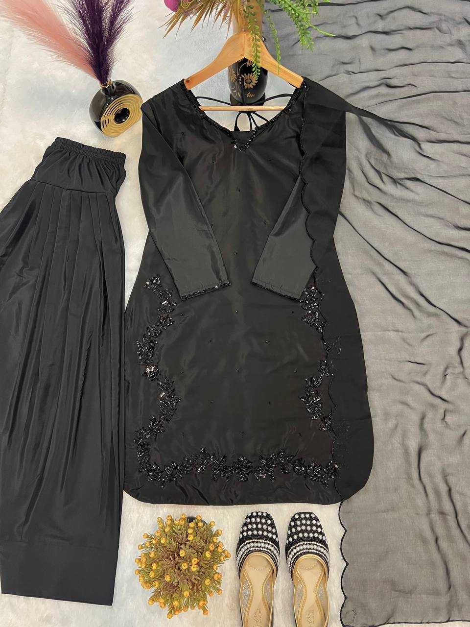 Ynf Crepe Silk KESH528 461 Suits & Dresses Wedding Collections Festive Collections Wholesale Ladies Silk Suit Party wear suits Handwork Suits Manufacturer