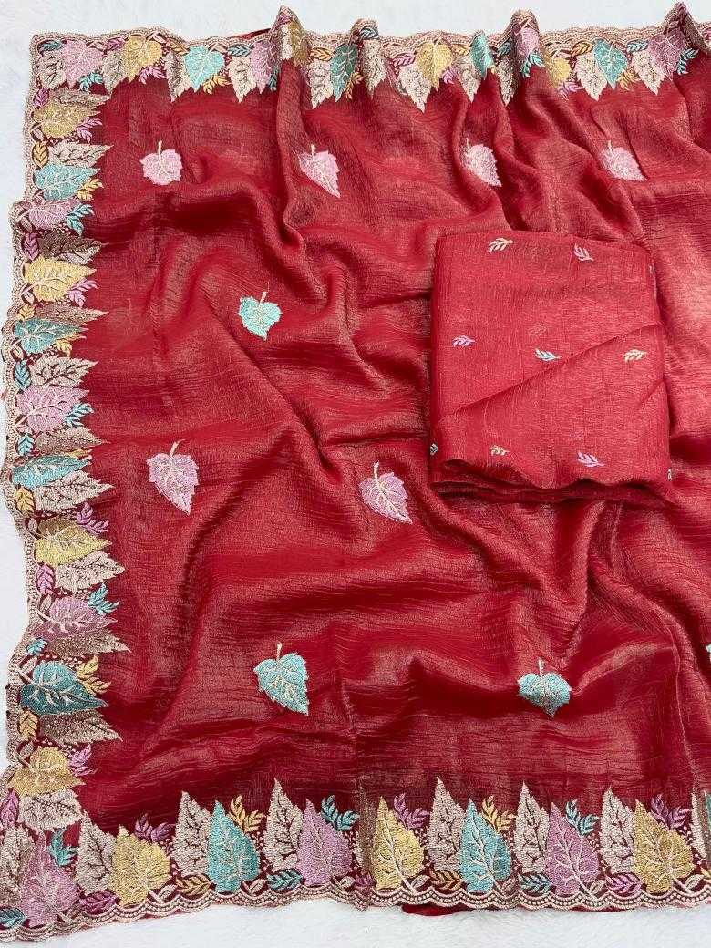 Ynf Crunchi KESH114 3832 Sarees Wholesale Embroidered Sarees Cutwork Saree Zari Border Sarees Manufacturer
