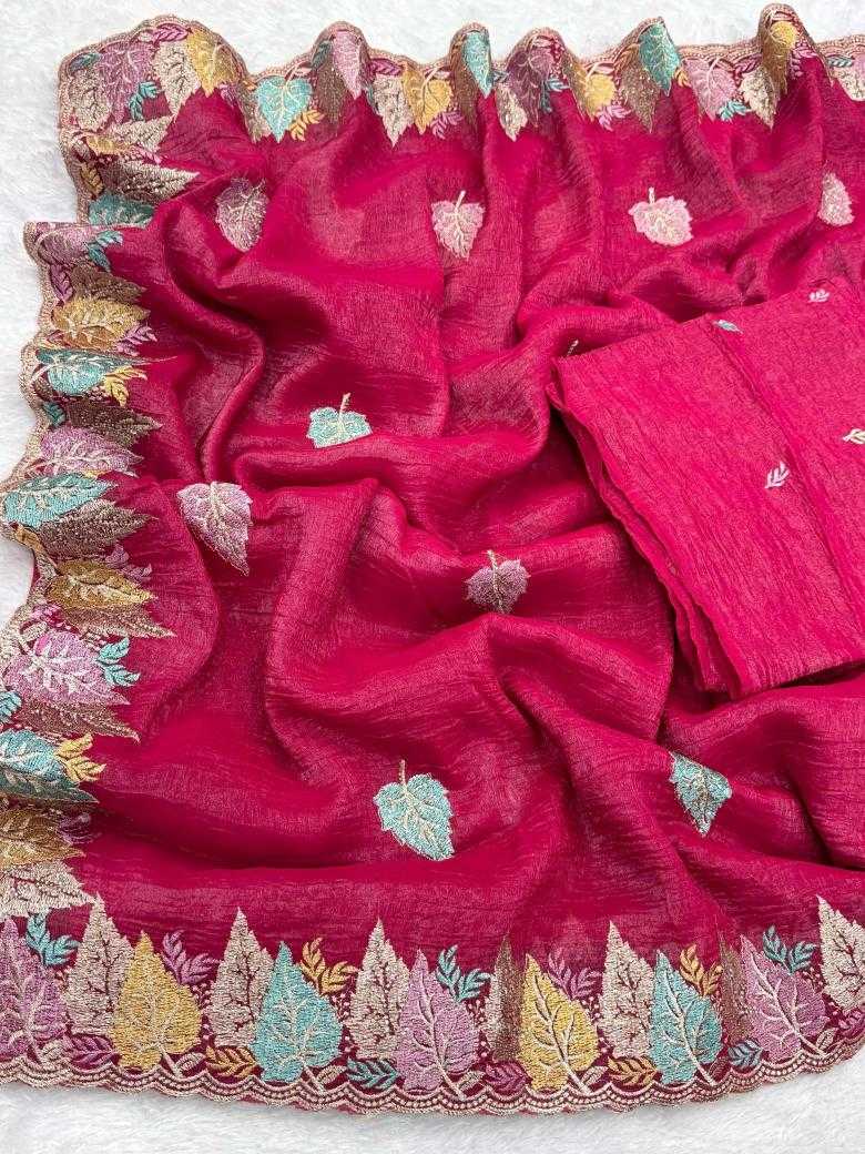 Ynf Crunchi KESH114 3832 Sarees Wholesale Embroidered Sarees Cutwork Saree Zari Border Sarees Manufacturer