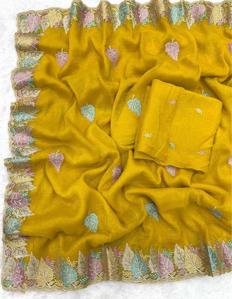 Ynf Crunchi KESH114 3832 Sarees Wholesale Embroidered Sarees Cutwork Saree Zari Border Sarees Manufacturer