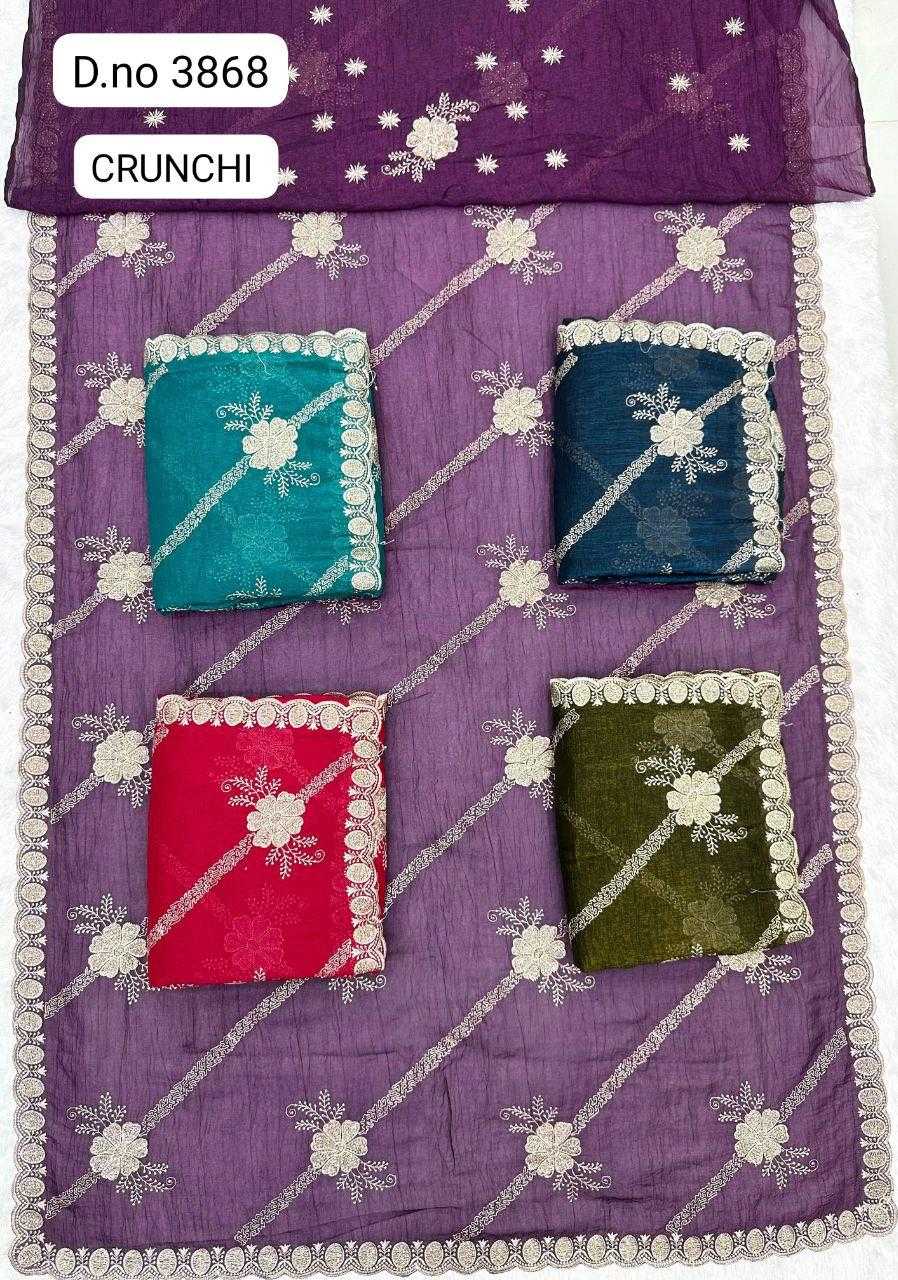 Ynf Crunchi KESH114 3868 Sarees Wholesale Fancy Sarees Embroidered Sarees Stone Work Saree Manufacturer