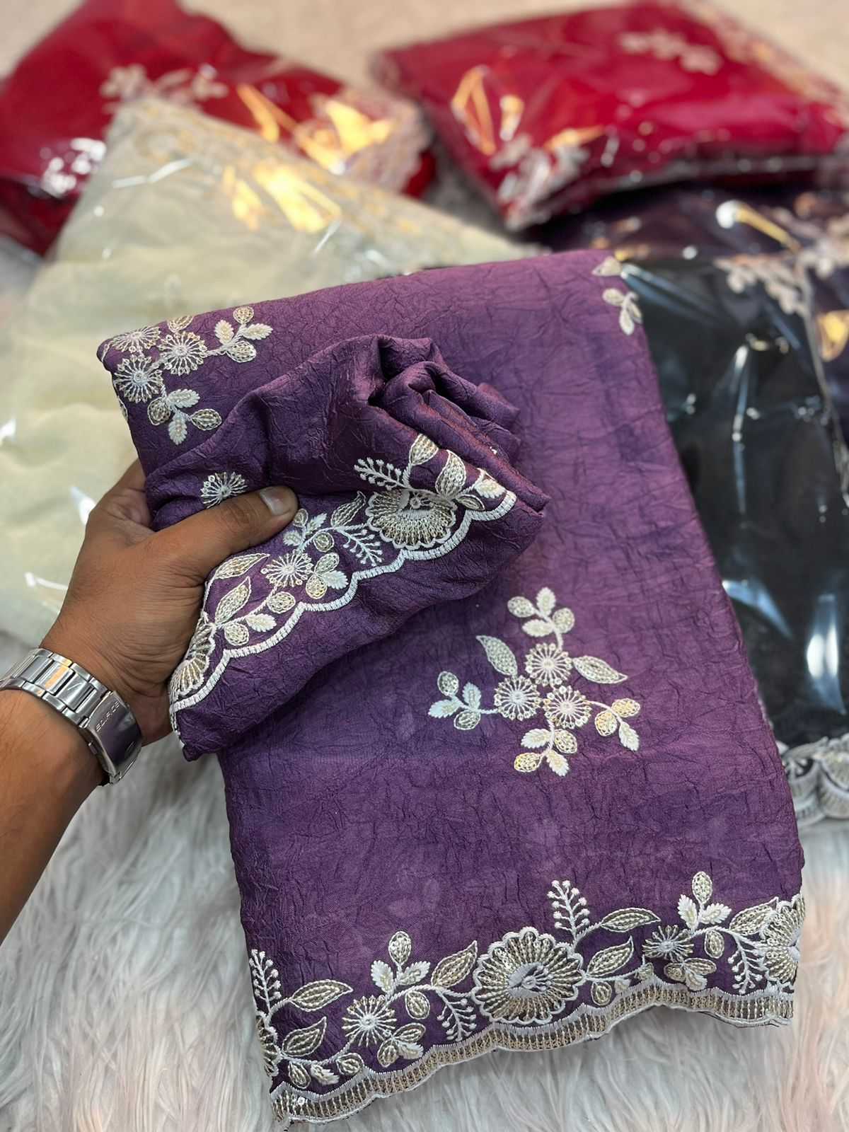 Ynf Crush Silk RIN198 TEALS Silk Sarees Wholesale Designer Silk Sarees Fancy Silk Sarees Embroidered Silk Sarees Manufacturer