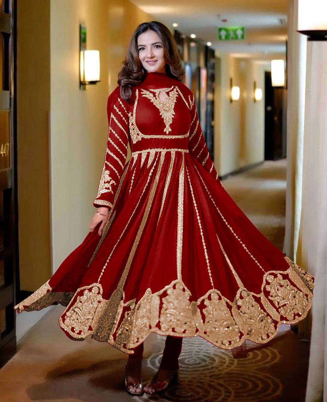 Ynf Faux Georgette KESH499 817 Gowns Wholesale Party Wear Gowns Sequin Gowns Manufacturer