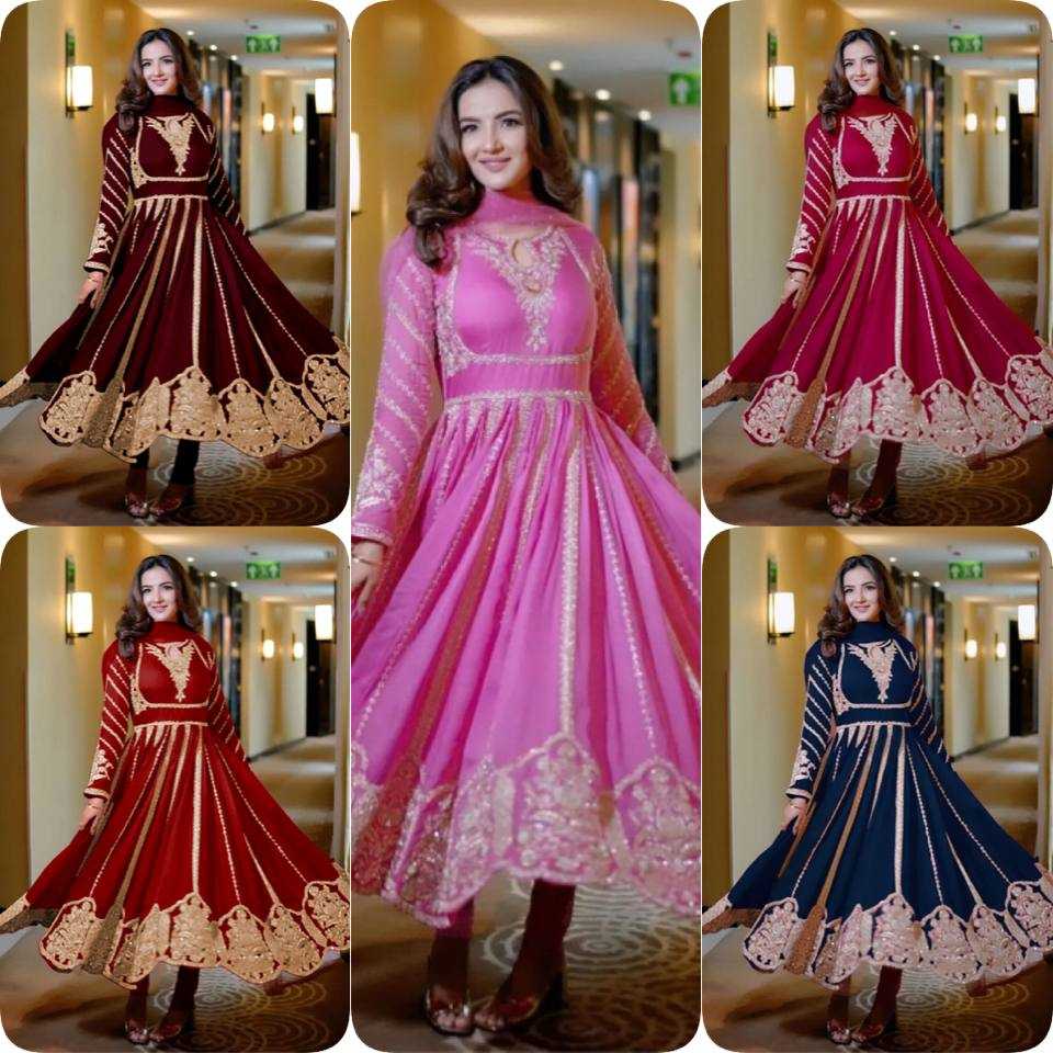 Ynf Faux Georgette KESH499 817 Gowns Wholesale Party Wear Gowns Sequin Gowns Manufacturer