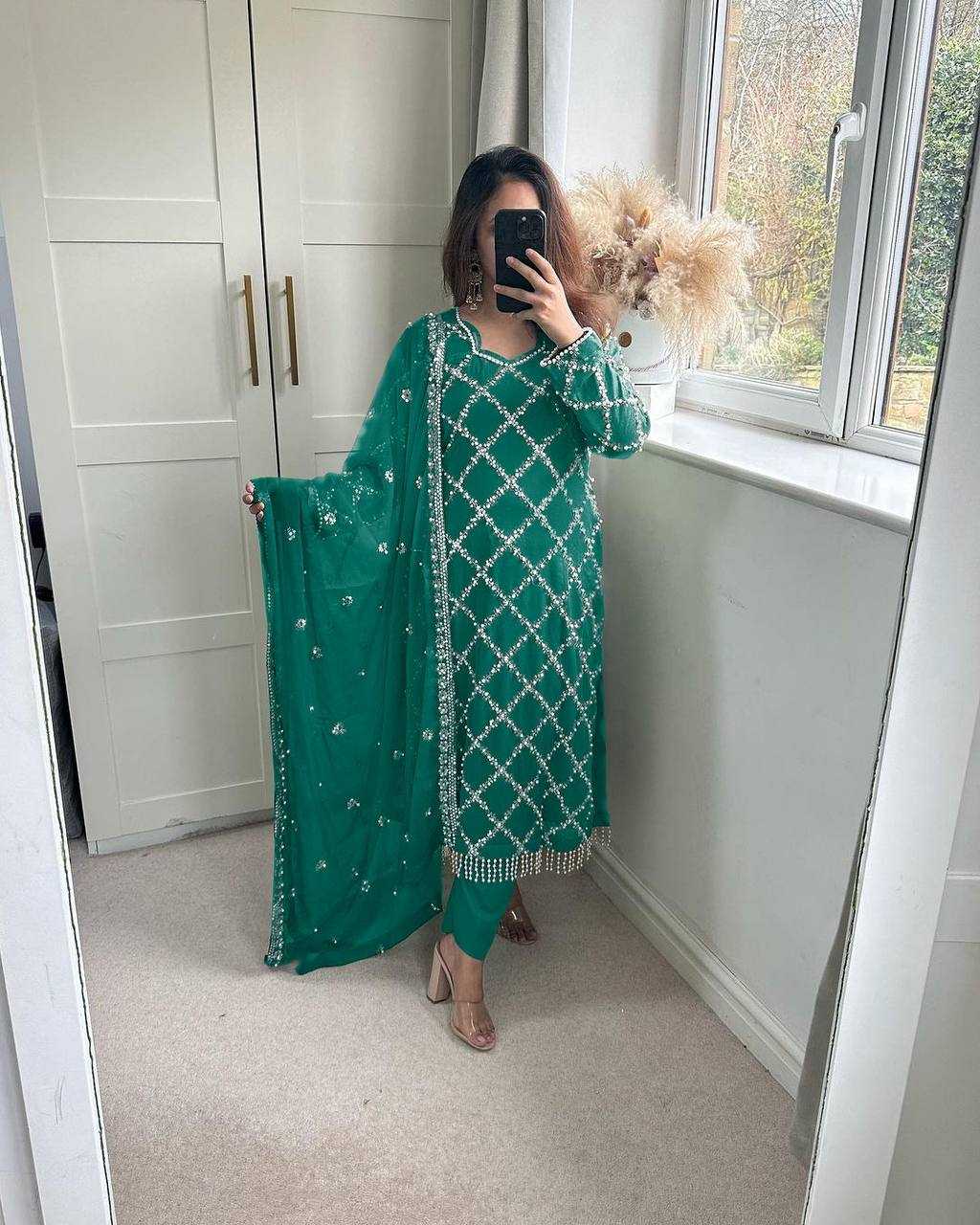 Ynf Faux Georgette KESH528 409 Suits & Dresses Wedding Collections Festive Collections Wholesale Embroidery Suits Georgette Suit Handwork Suits Manufacturer