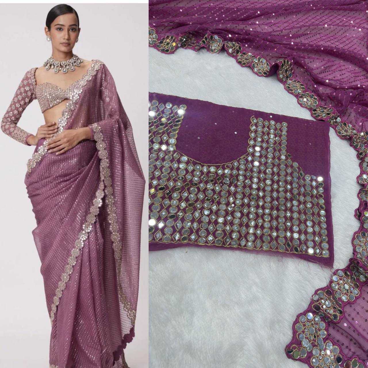 Ynf Faux Georgette KESH533 5094 Sarees Wholesale Party Wear Sarees Fancy Sarees Embroidered Sarees Lace Border Sarees Manufacturer
