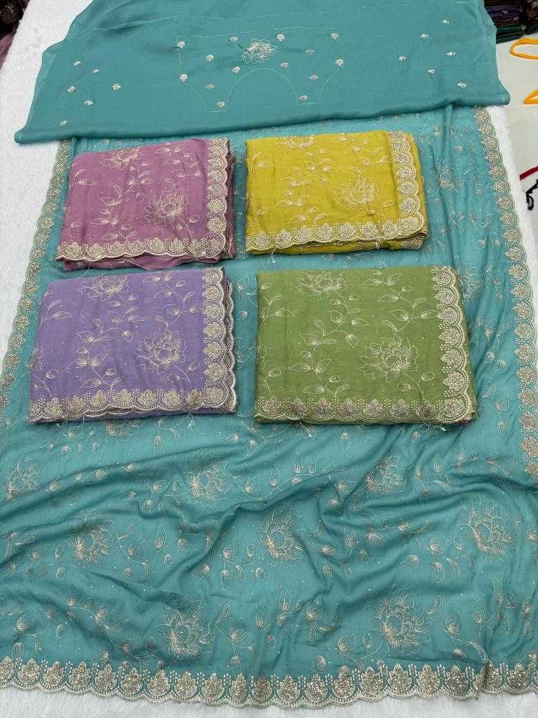 Ynf Georgette KESH114 3499 Sarees Wholesale Georgette Sarees Embroidered Sarees Zari Border Sarees Manufacturer