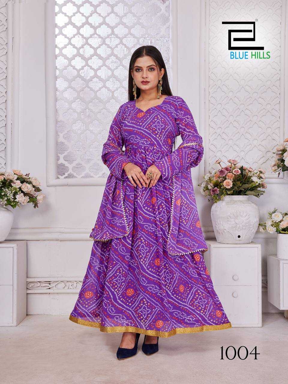 Ynf Georgette RIN125 Banno Swag Gowns Wholesale Printed Gowns Gown With Dupatta Manufacturer