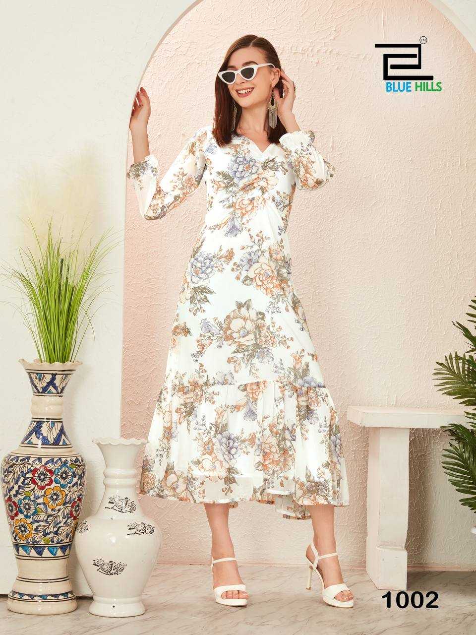 Ynf Georgette RIN125 BLOSSOM Gowns Wholesale Printed Gowns Georgette Gown Manufacturer