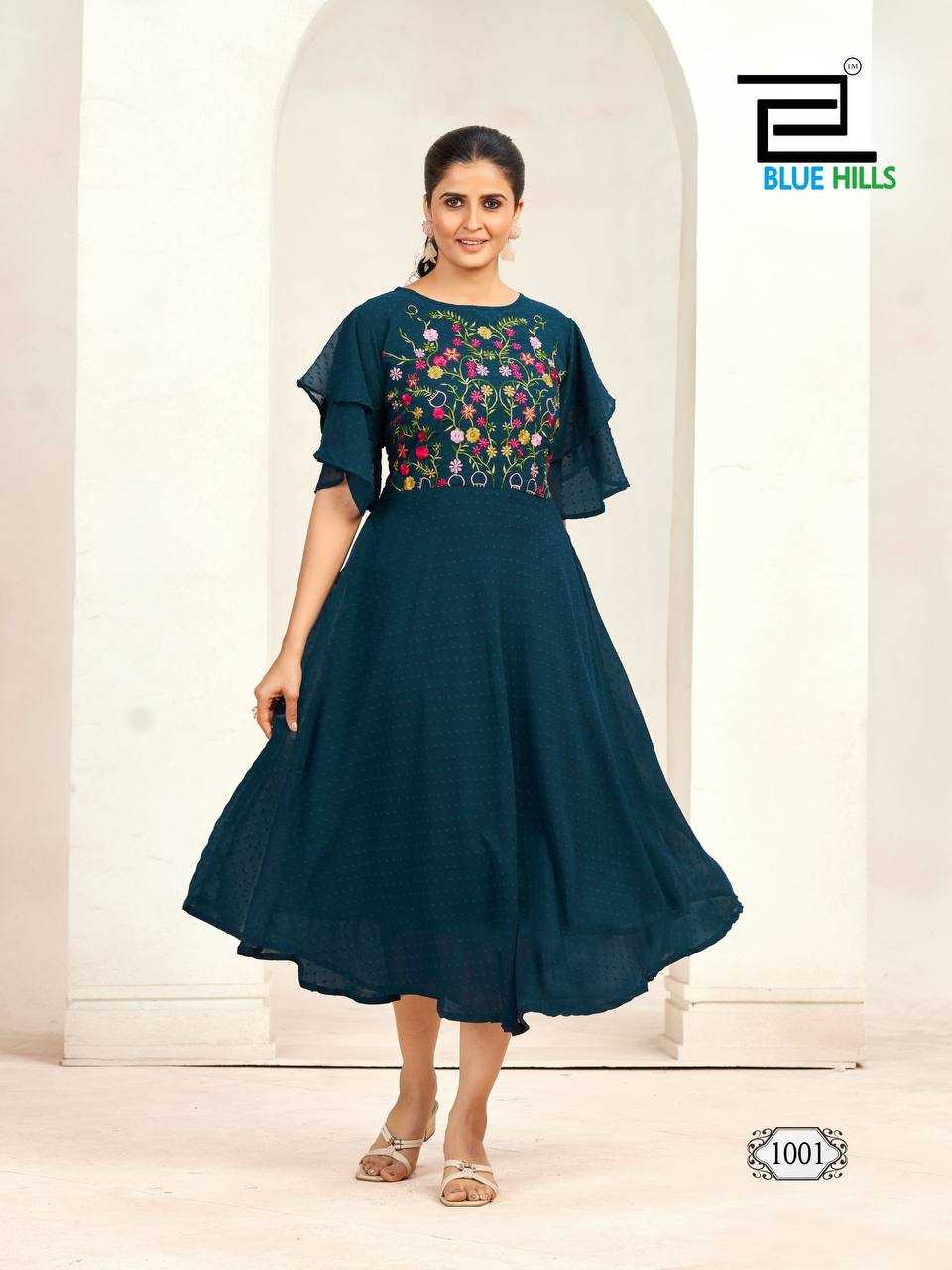 Ynf Georgette RIN125 Sensations Gowns Wholesale Embroidery Gowns Manufacturer