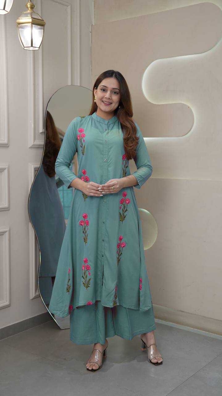 Ynf Heavy Rayon RIN125 Stylo Kurti Wholesale Embroidered Kurtis Kurti With Palazzo Manufacturer
